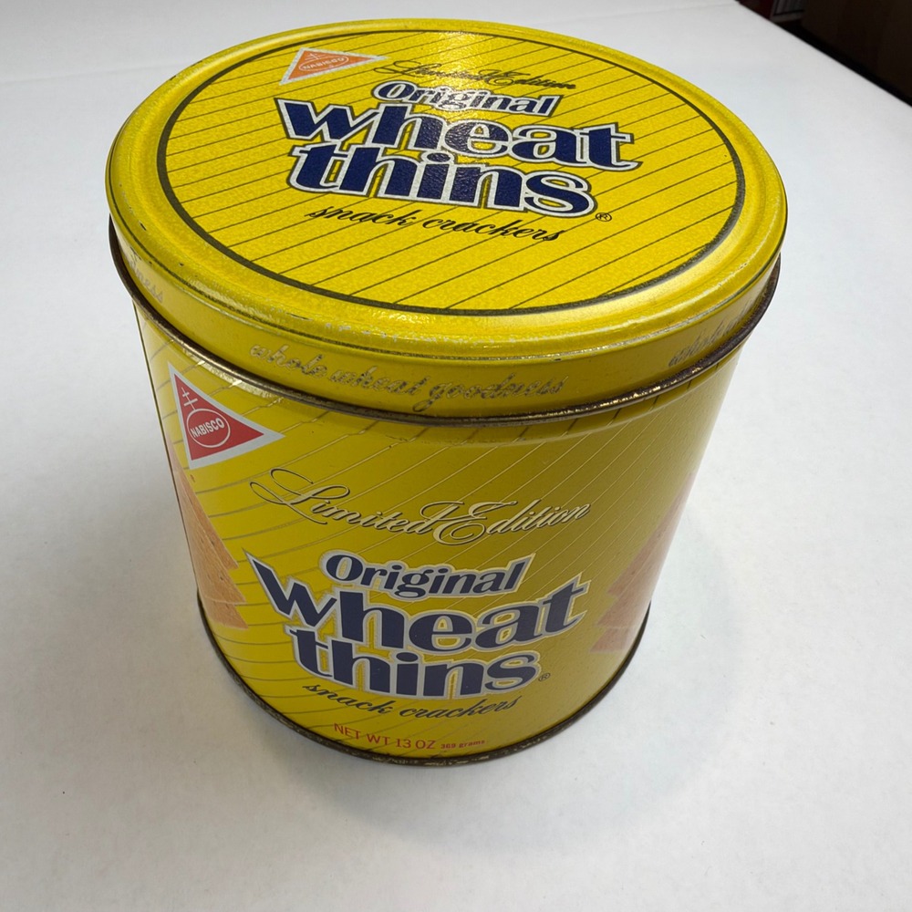 Vintage 1987 Nabisco Wheat Thins Limited Edition Yellow Advertising Metal Tin